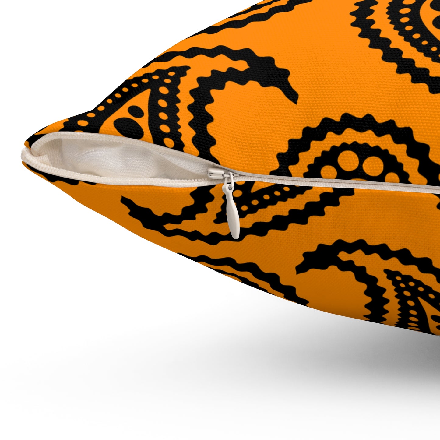 Dark Orange, Black Retro Paisley Cushion Pillow
