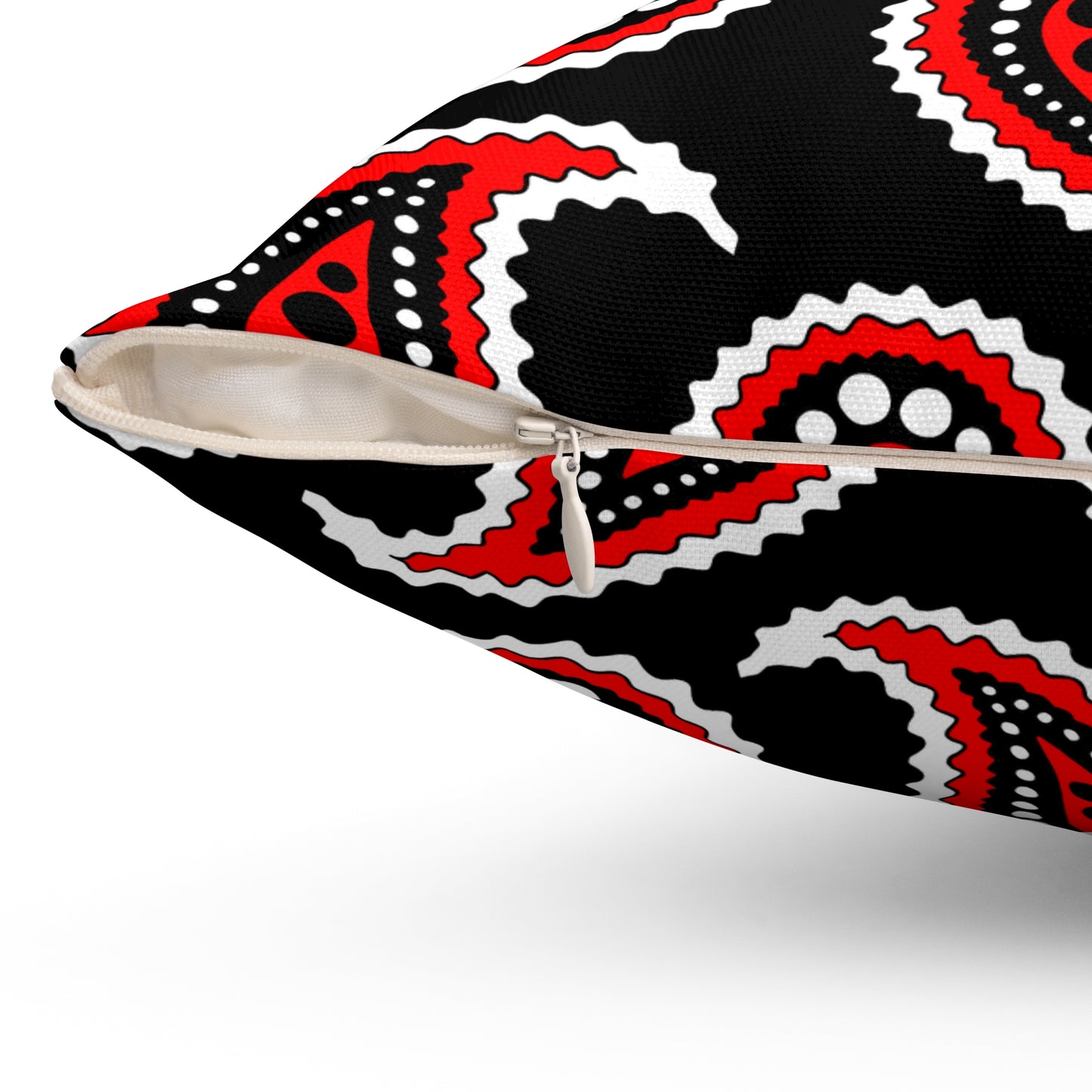Black, White, Red Retro Paisley Cushion Pillow