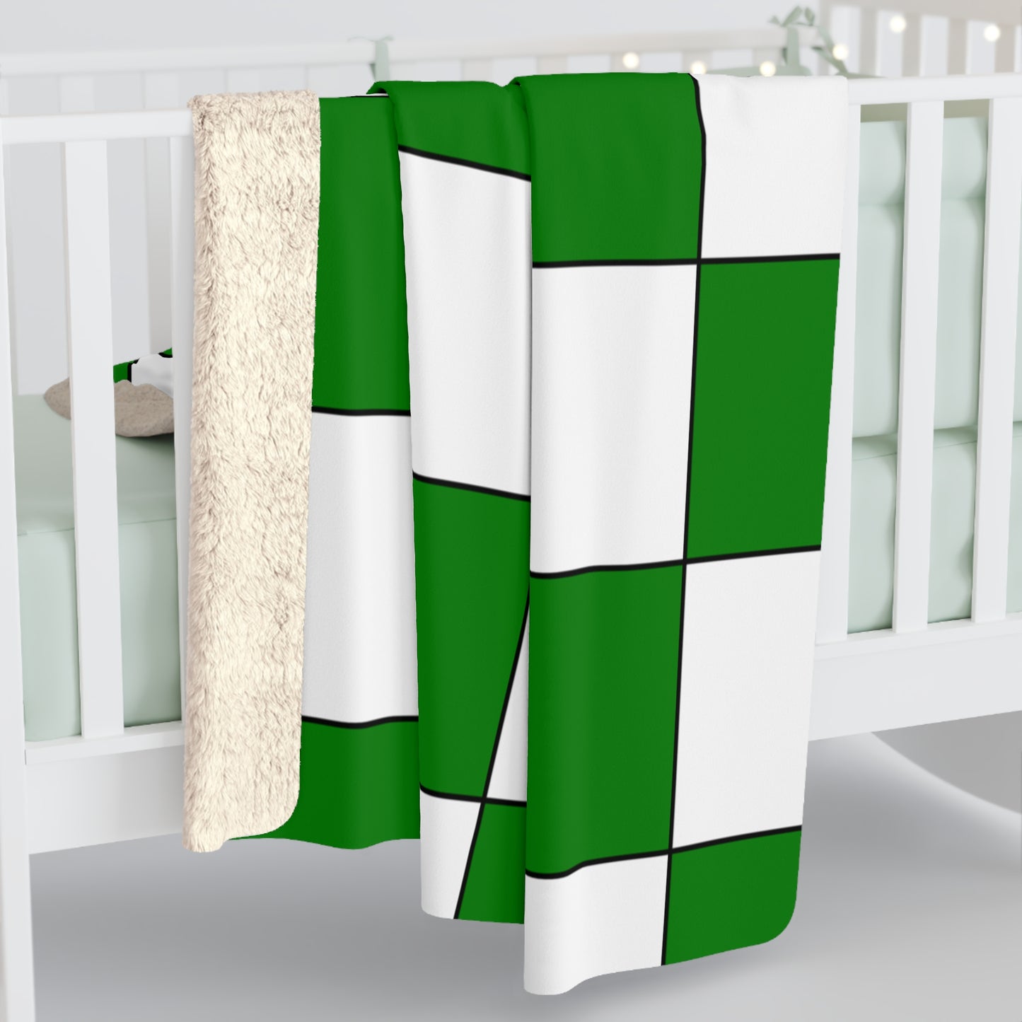 Green, White Retro Check Blanket Throw