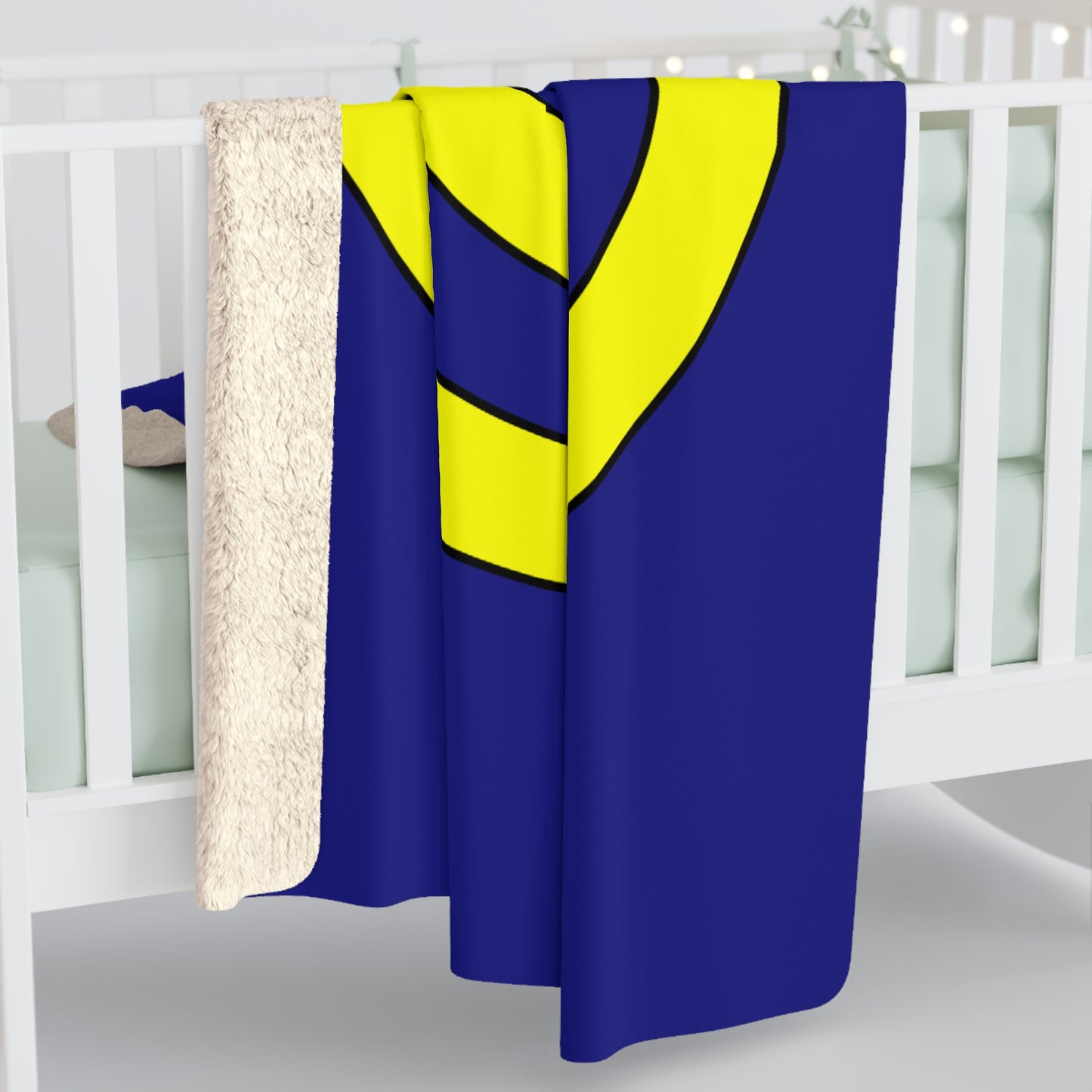 Navy Blue, Yellow Retro Target Blanket Throw
