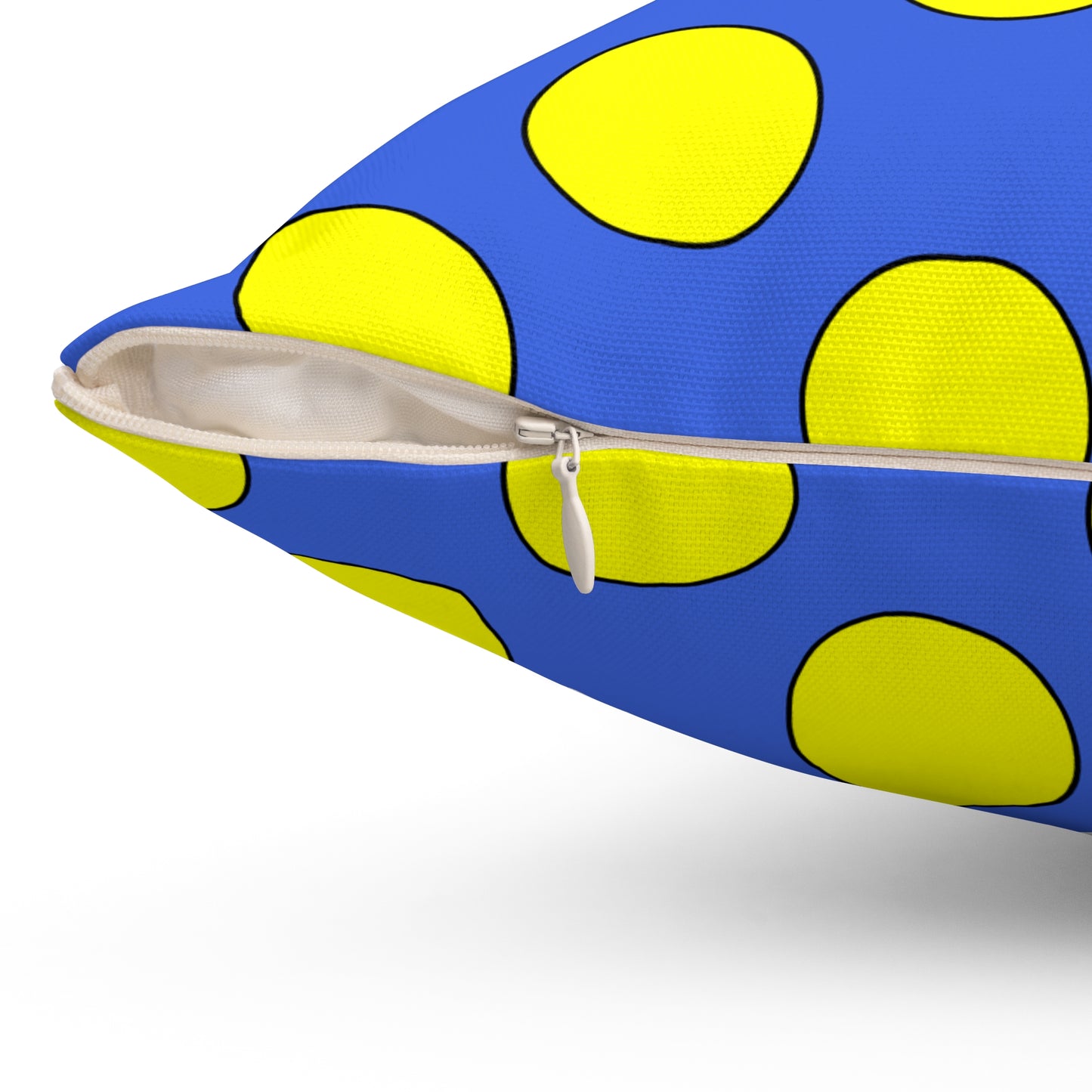 Royal Blue, Yellow Retro Polka Dots Cushion Pillow