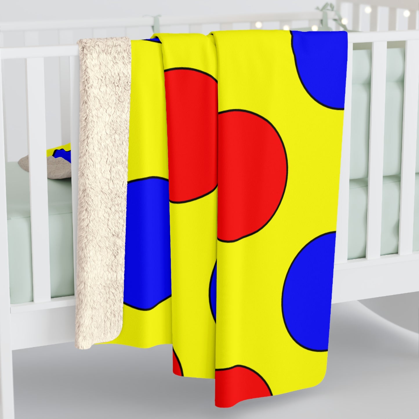 Yellow, Blue, Red Retro Polka Dots Blanket Throw