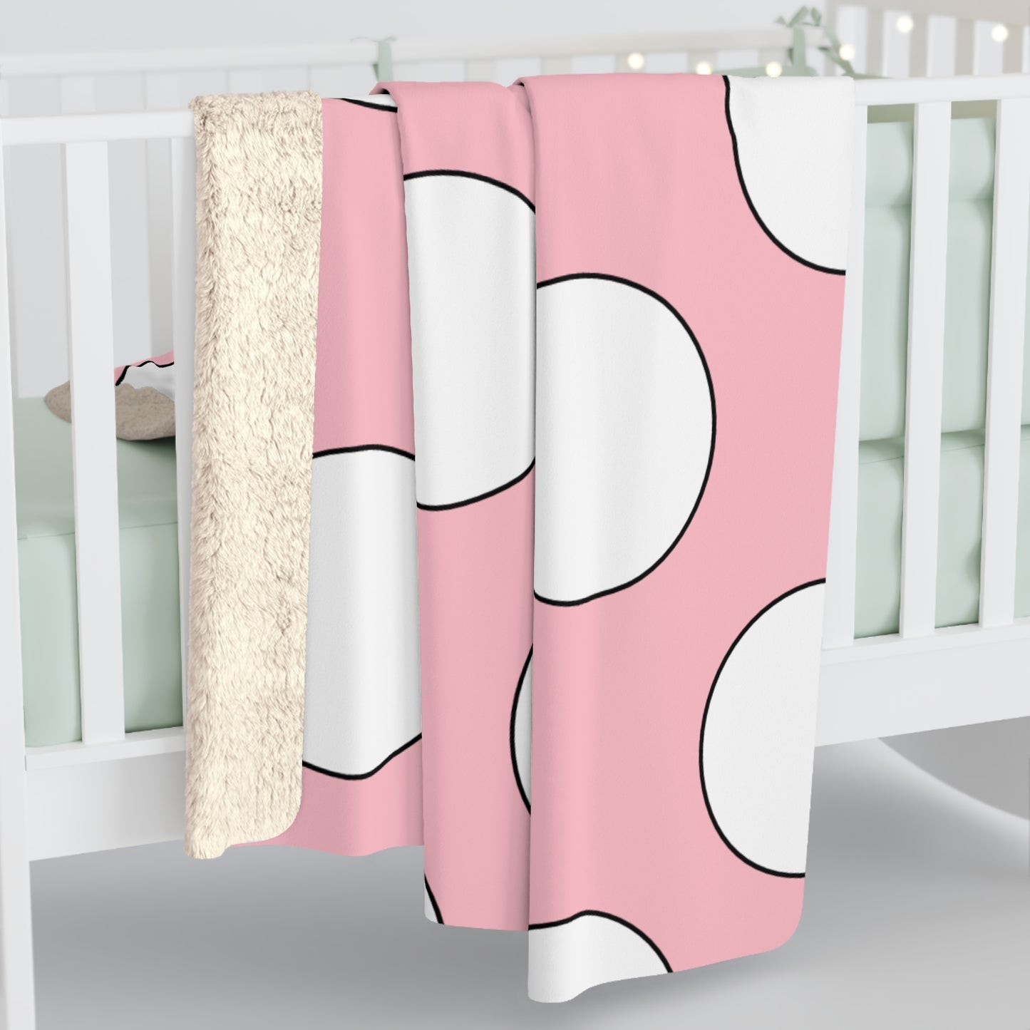 Pink, White Retro Polka Dots Blanket Throw