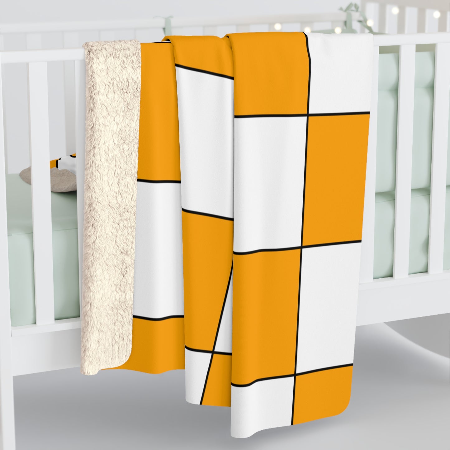 Orange, White Retro Check Blanket Throw