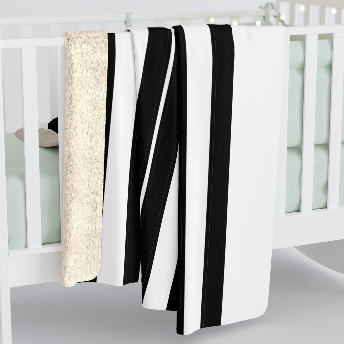 White, Black Retro Stripes Blanket Throw