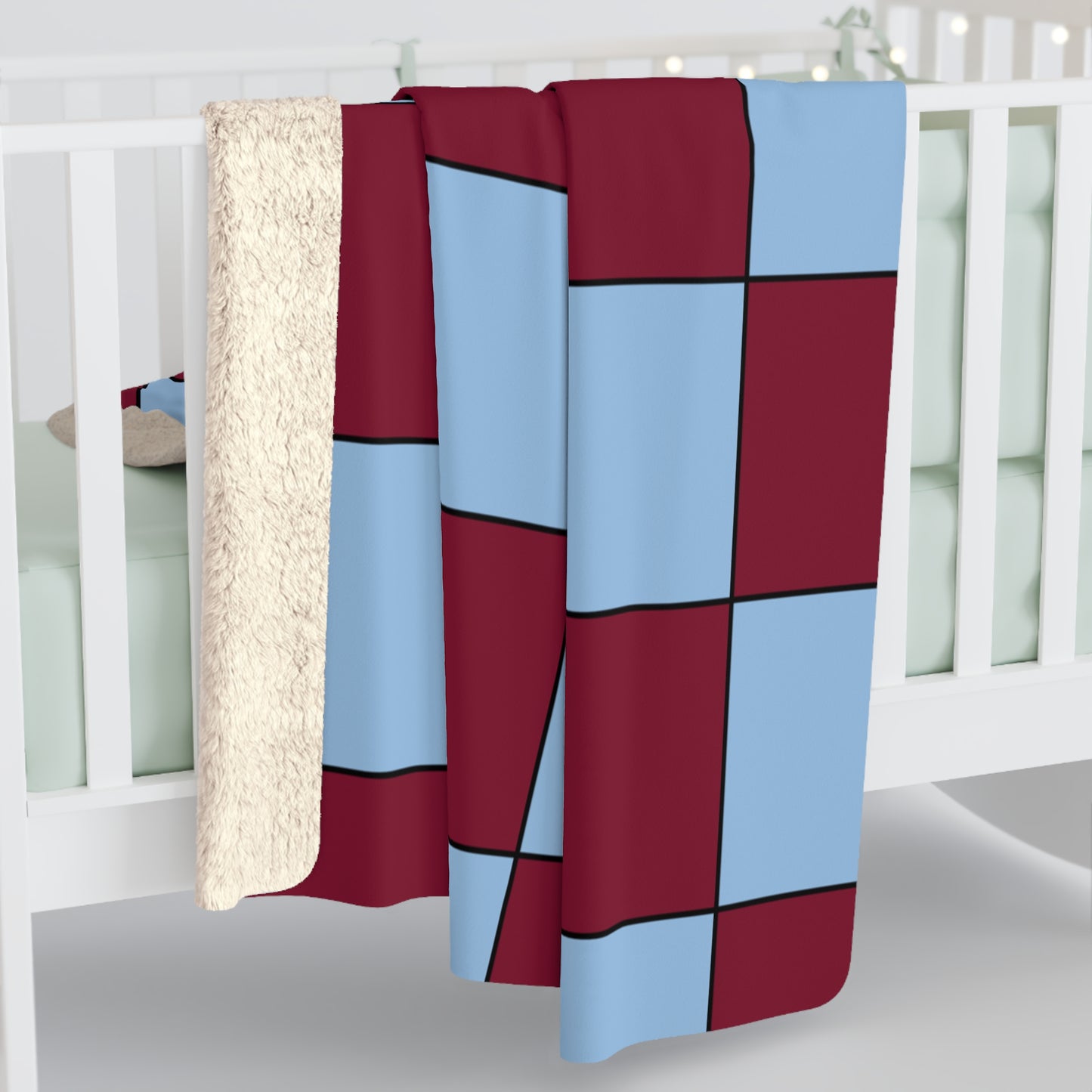 Claret, Blue Retro Check Blanket Throw