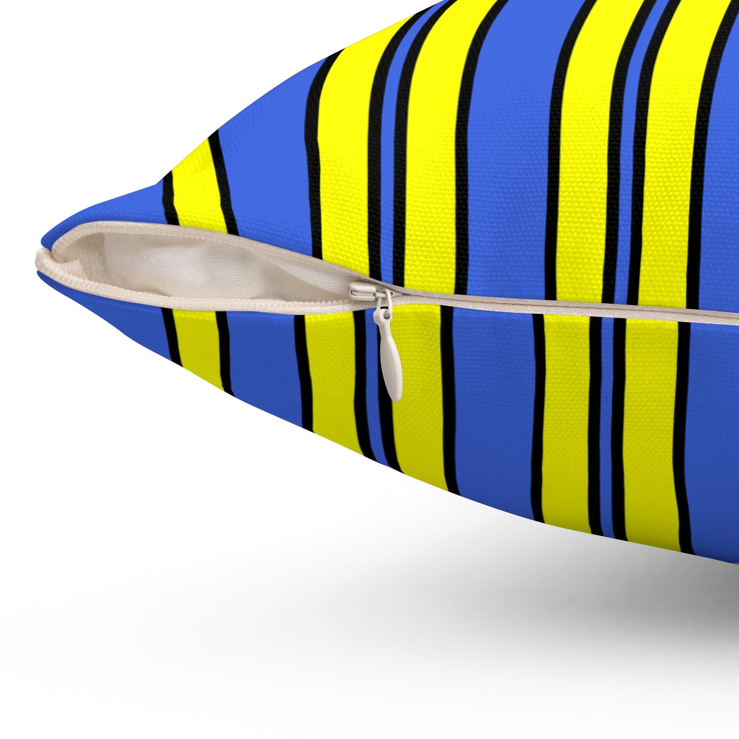Royal Blue, Yellow Retro Stripes Cushion Pillow