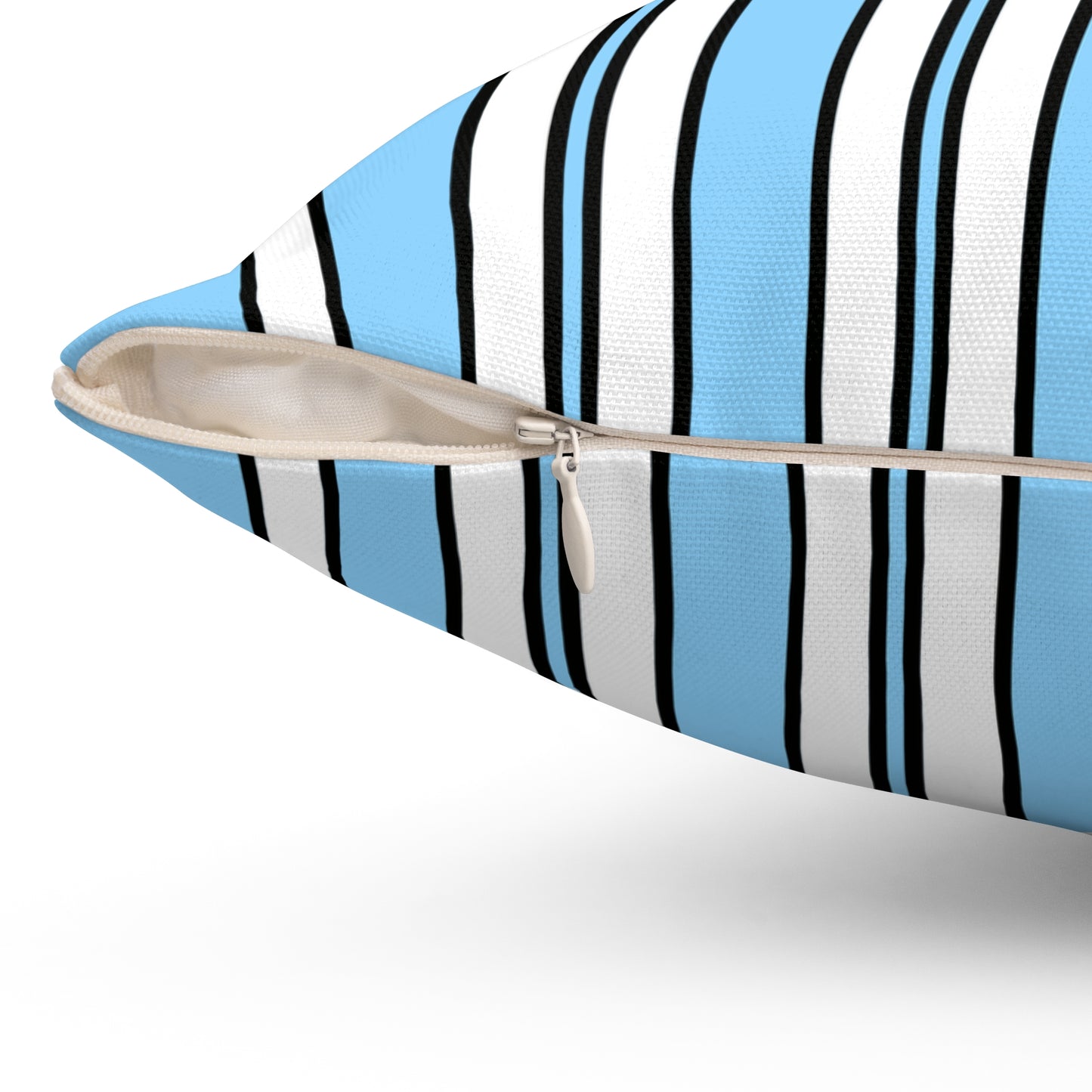 Light Blue, White Retro Stripes Cushion Pillow
