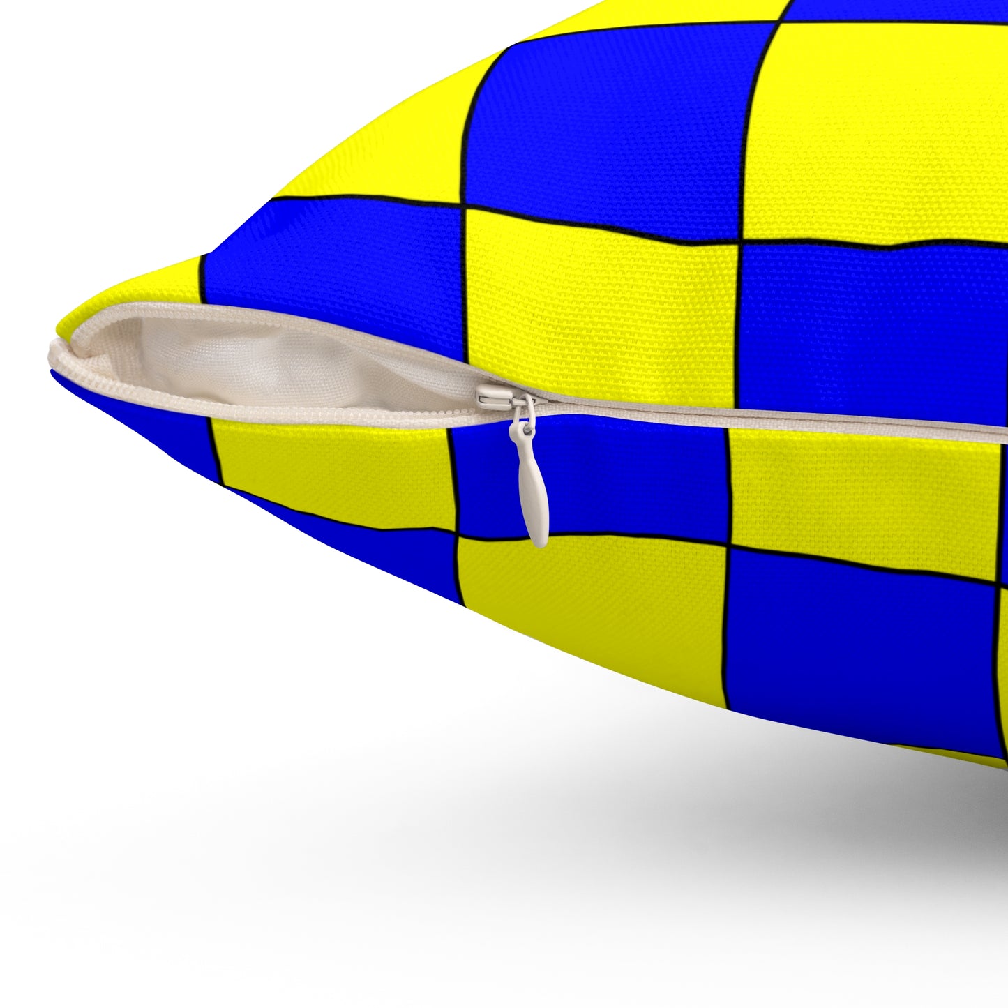 Yellow, Blue Retro Check Cushion Pillow