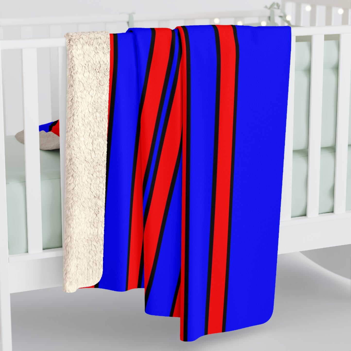 Blue, Red Retro Stripes Blanket Throw