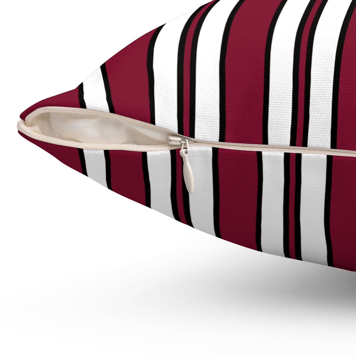 Claret, White Retro Stripes Cushion Pillow