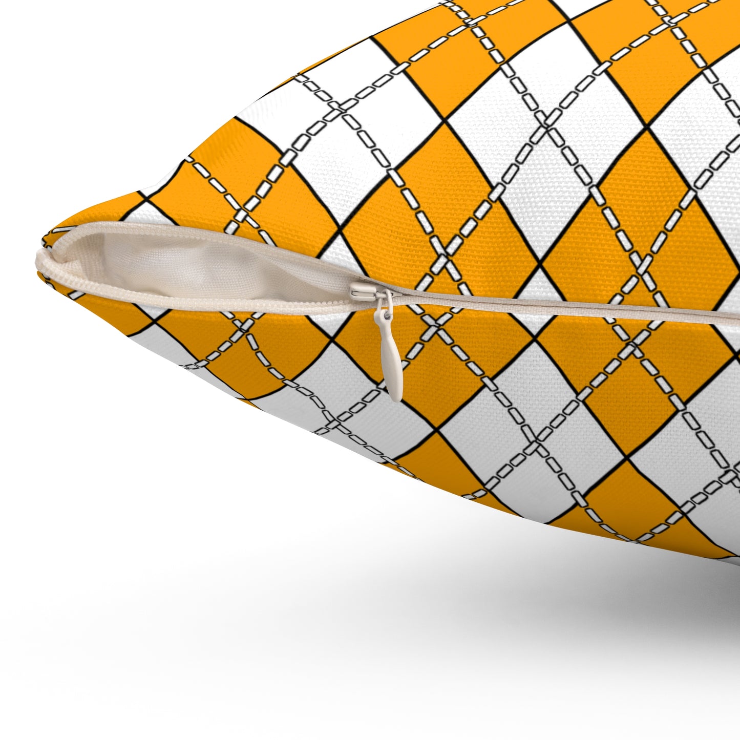 Orange, White Retro Argyle Cushion Pillow