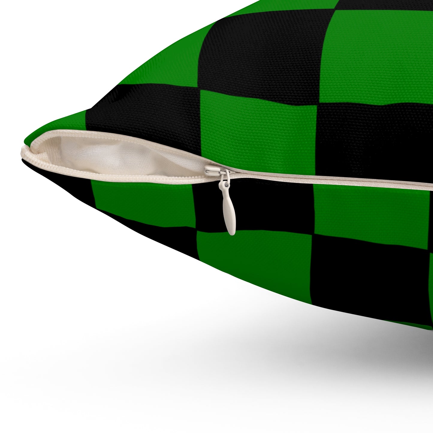 Green, Black Retro Check Cushion Pillow