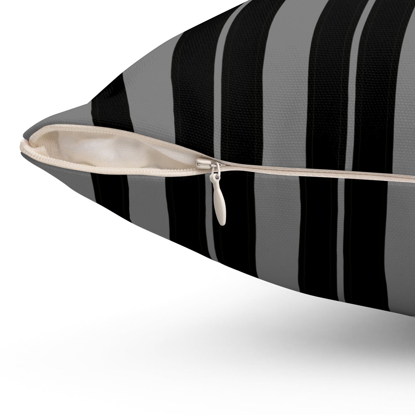 Grey, Black Retro Stripes Cushion Pillow