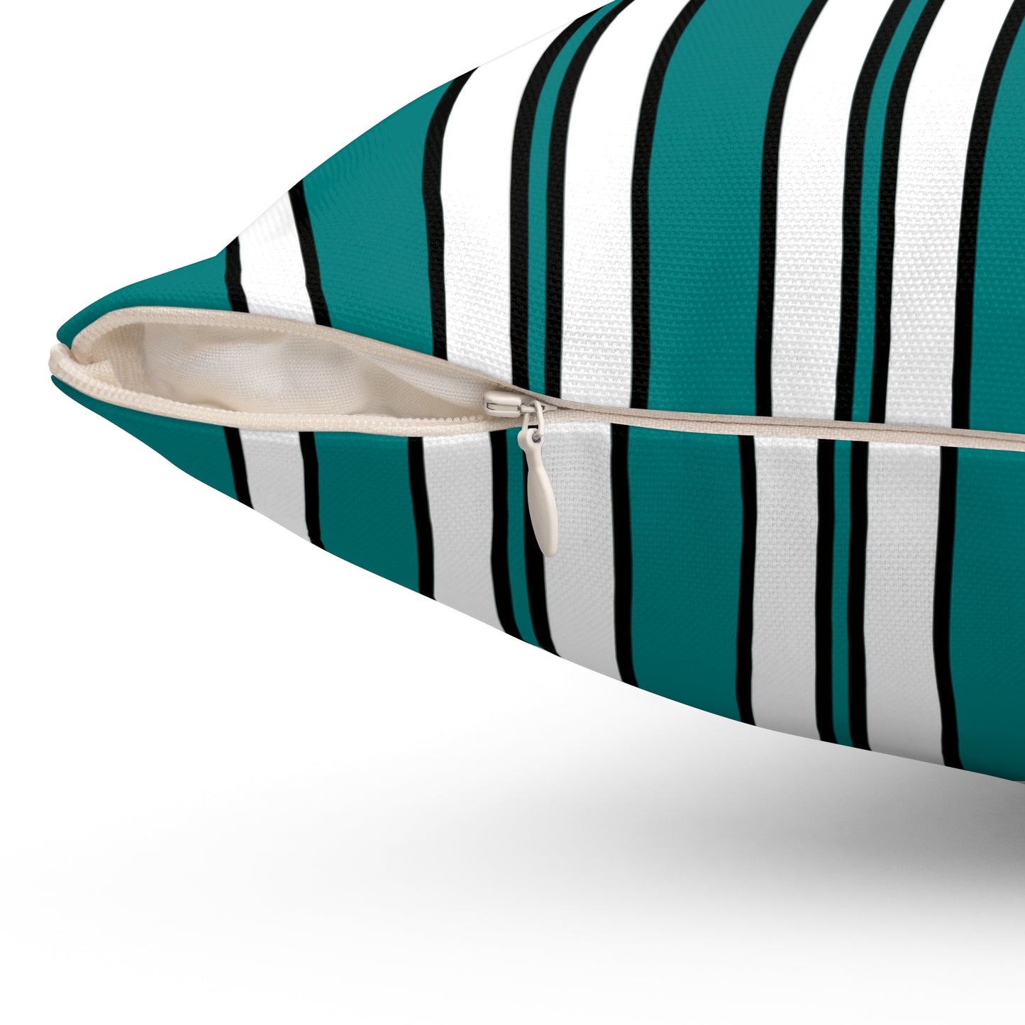 Teal, White Retro Stripes Cushion Pillow