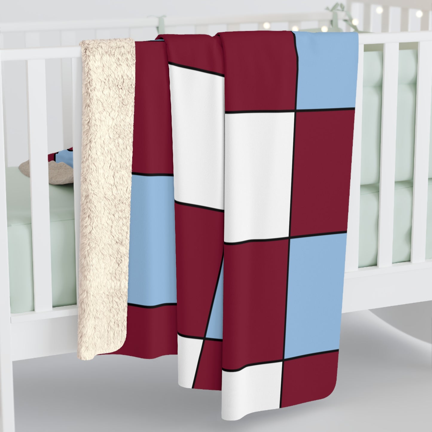 Claret, Blue, White Retro Check Blanket Throw