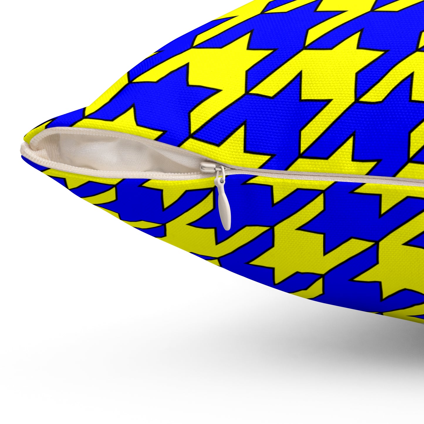 Yellow, Blue Retro Houndstooth Cushion Pillow