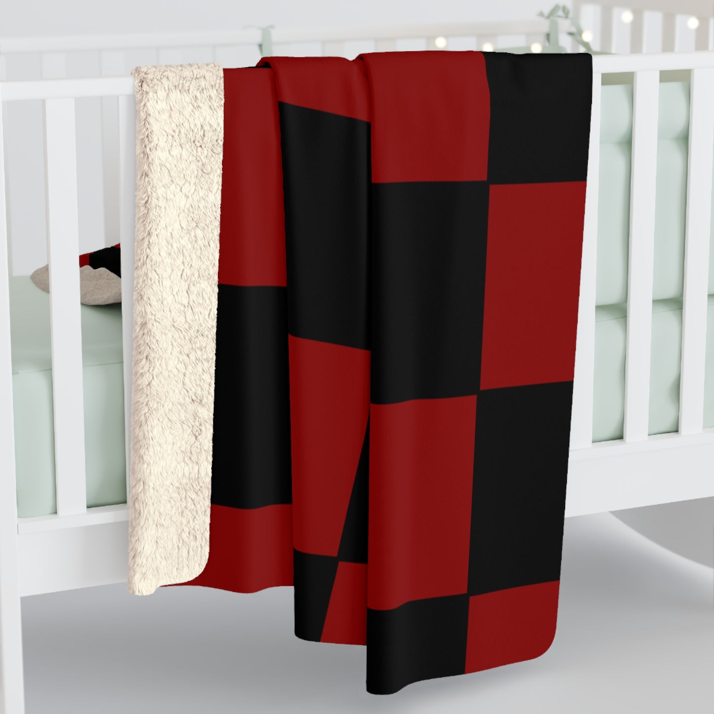 Dark Red, Black Retro Check Blanket Throw