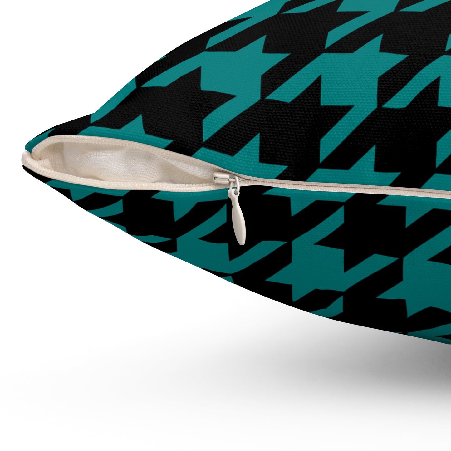 Teal, Black Retro Houndstooth Cushion Pillow
