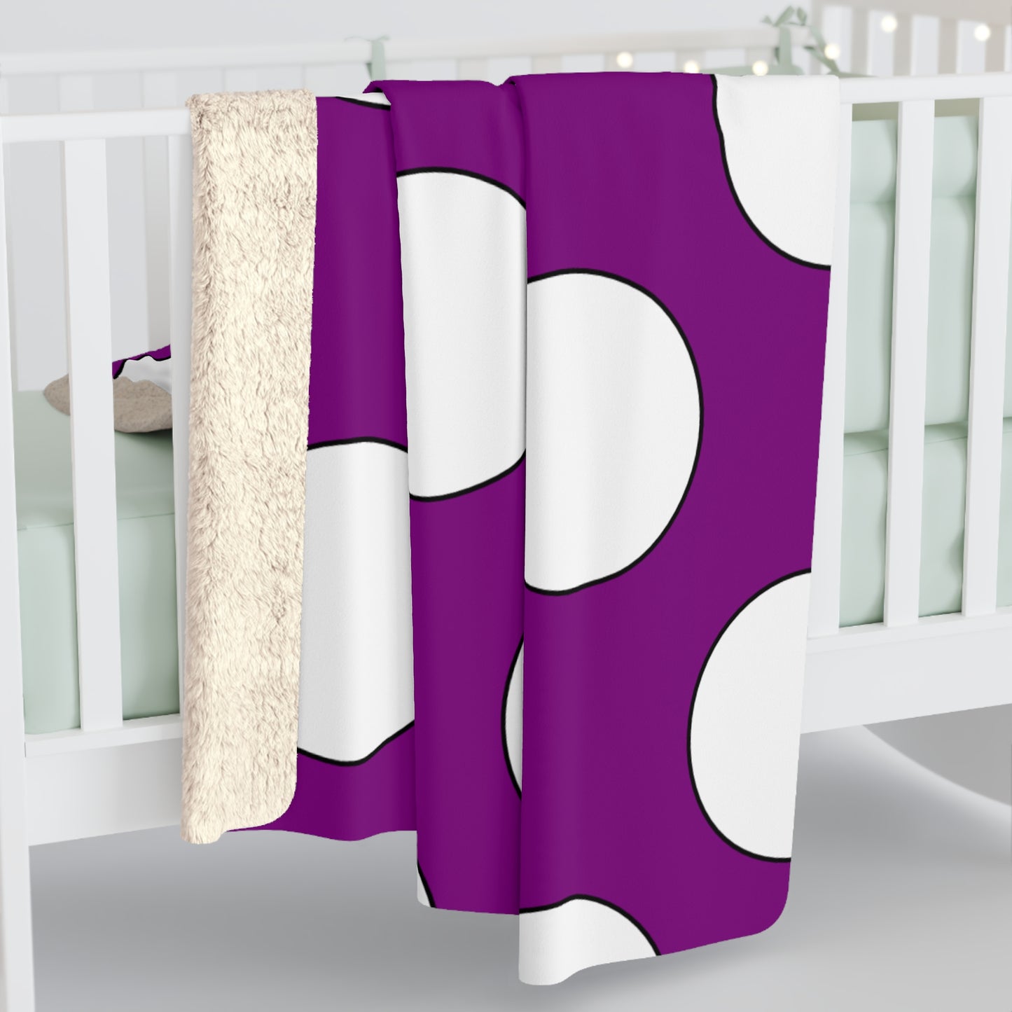 Purple, White Retro Polka Dots Blanket Throw