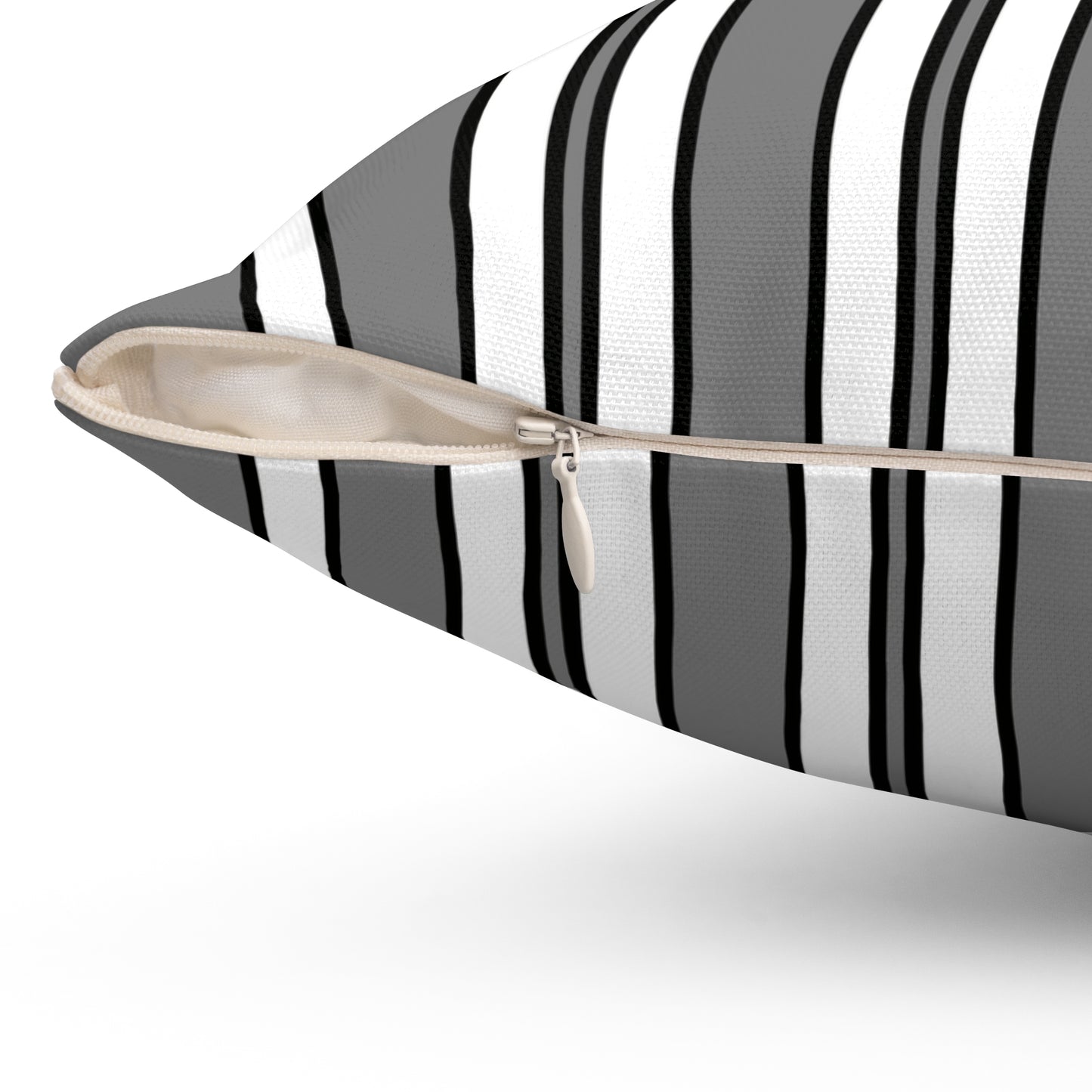 Grey, White Retro Stripes Cushion Pillow