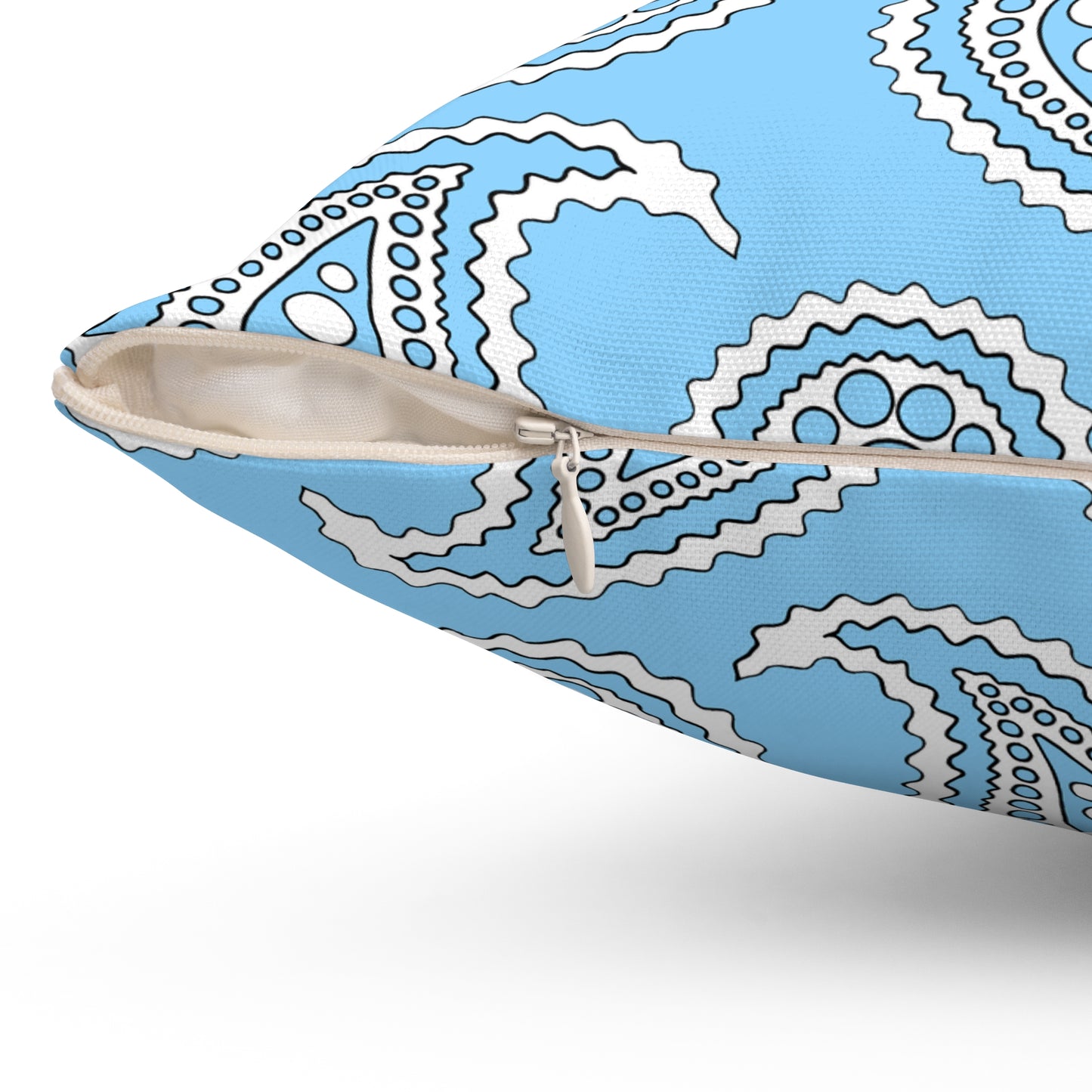 Light Blue, White Retro Paisley Cushion Pillow