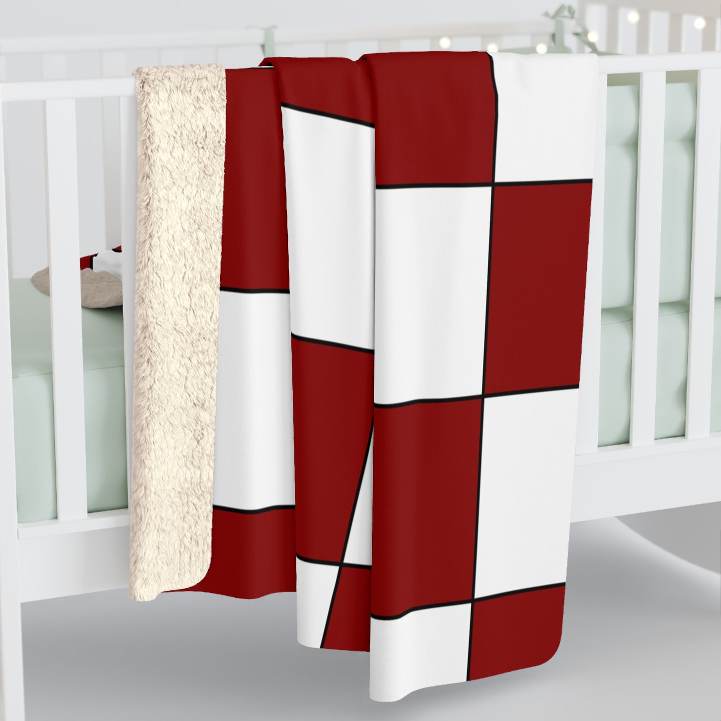 Dark Red, White Retro Check Blanket Throw