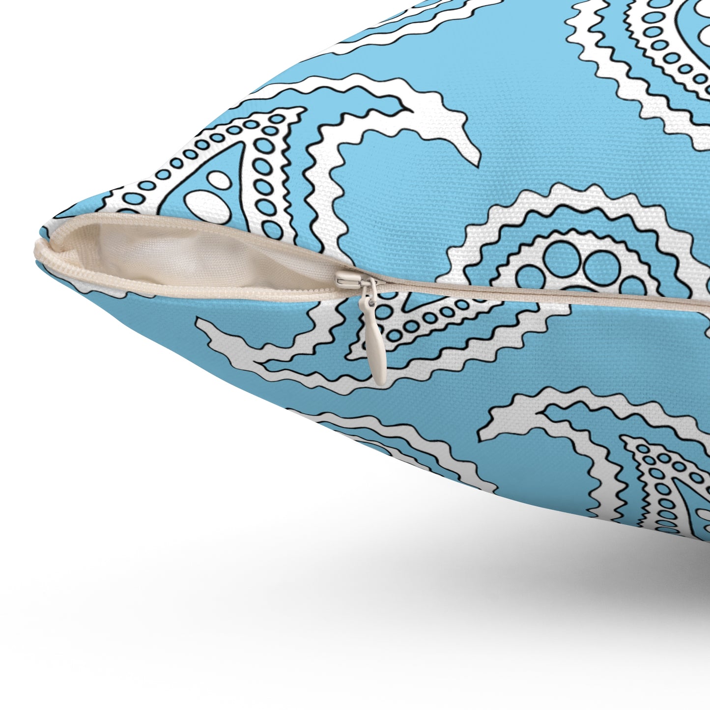 Sky Blue, White Retro Paisley Cushion Pillow