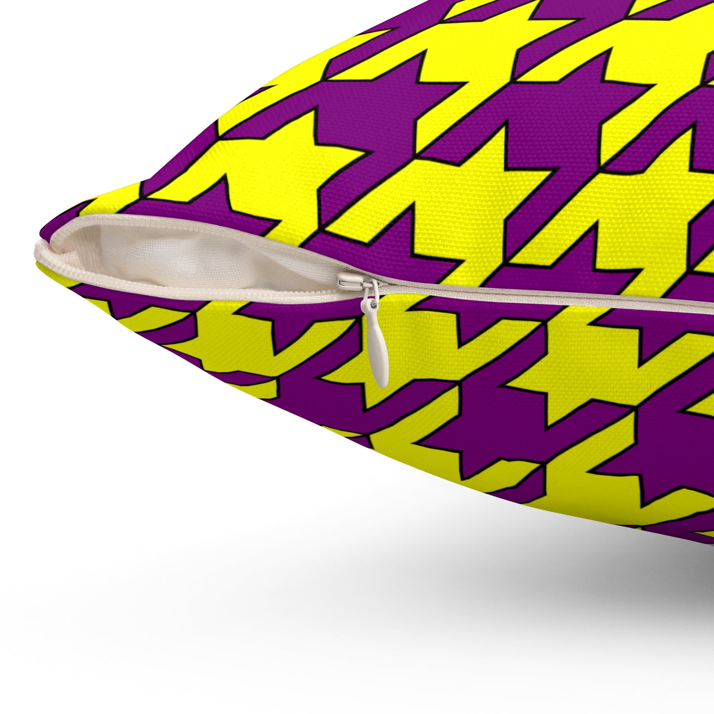Purple, Yellow Retro Houndstooth Cushion Pillow
