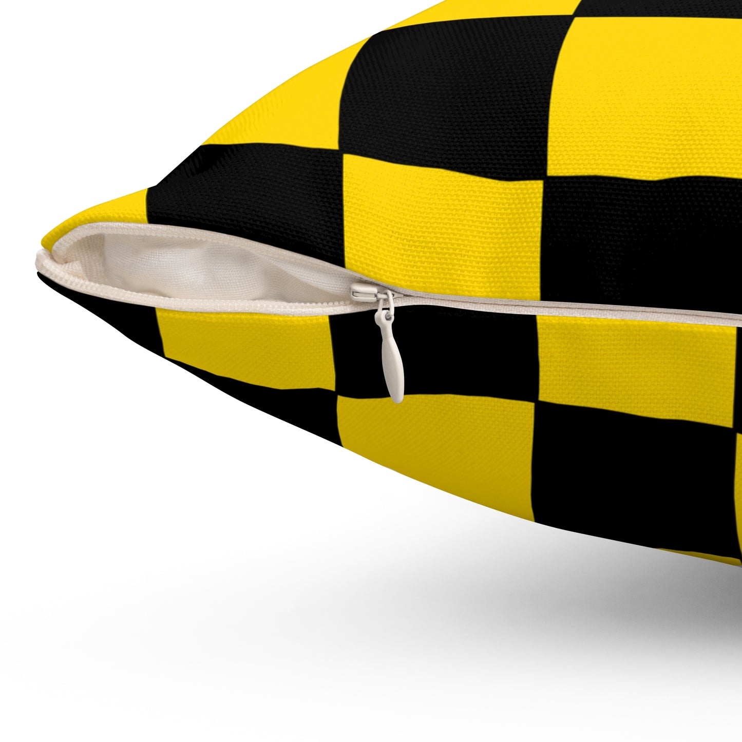 Gold, Black Retro Check Cushion Pillow