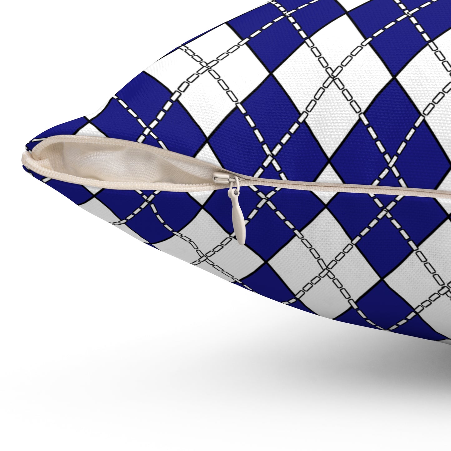 Navy Blue, White Retro Argyle Cushion Pillow