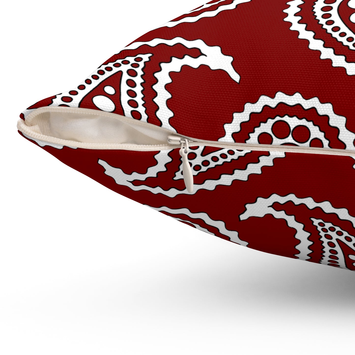 Maroon, White Retro Paisley Cushion Pillow