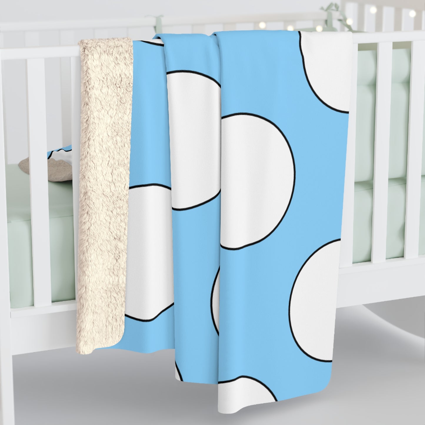 Light Blue, White Retro Polka Dots Blanket Throw