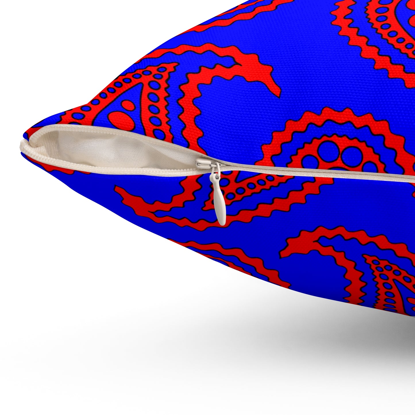 Blue, Red Retro Paisley Cushion Pillow