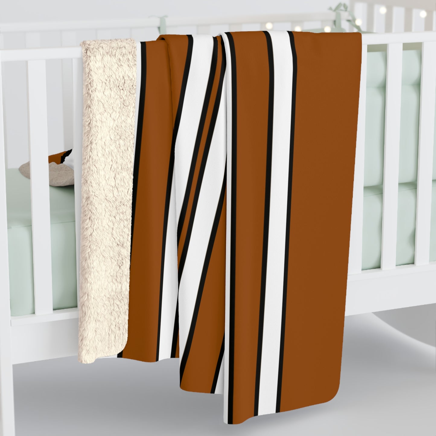 Brown, White Retro Stripes Blanket Throw