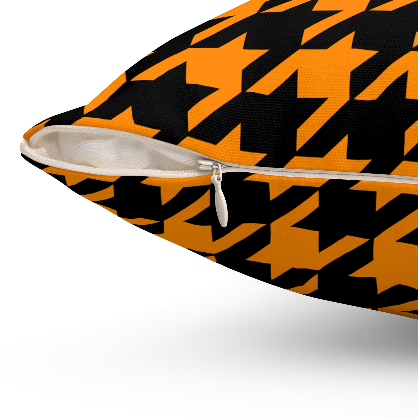 Dark Orange, Black Retro Houndstooth Cushion Pillow
