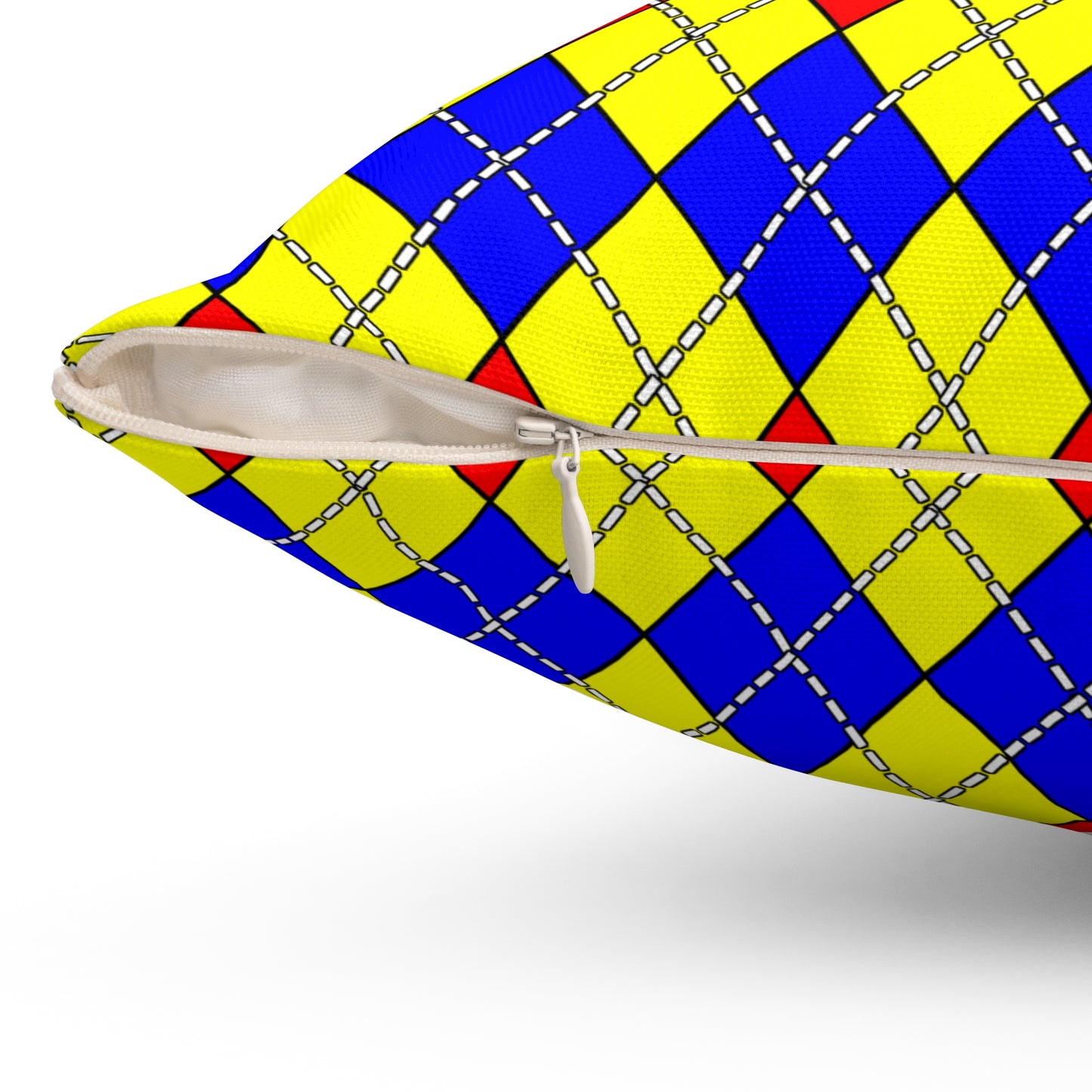 Yellow, Blue, Red Retro Argyle Cushion Pillow
