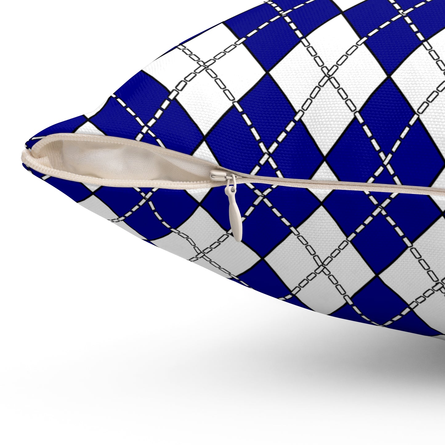 Dark Blue, White Retro Argyle Cushion Pillow