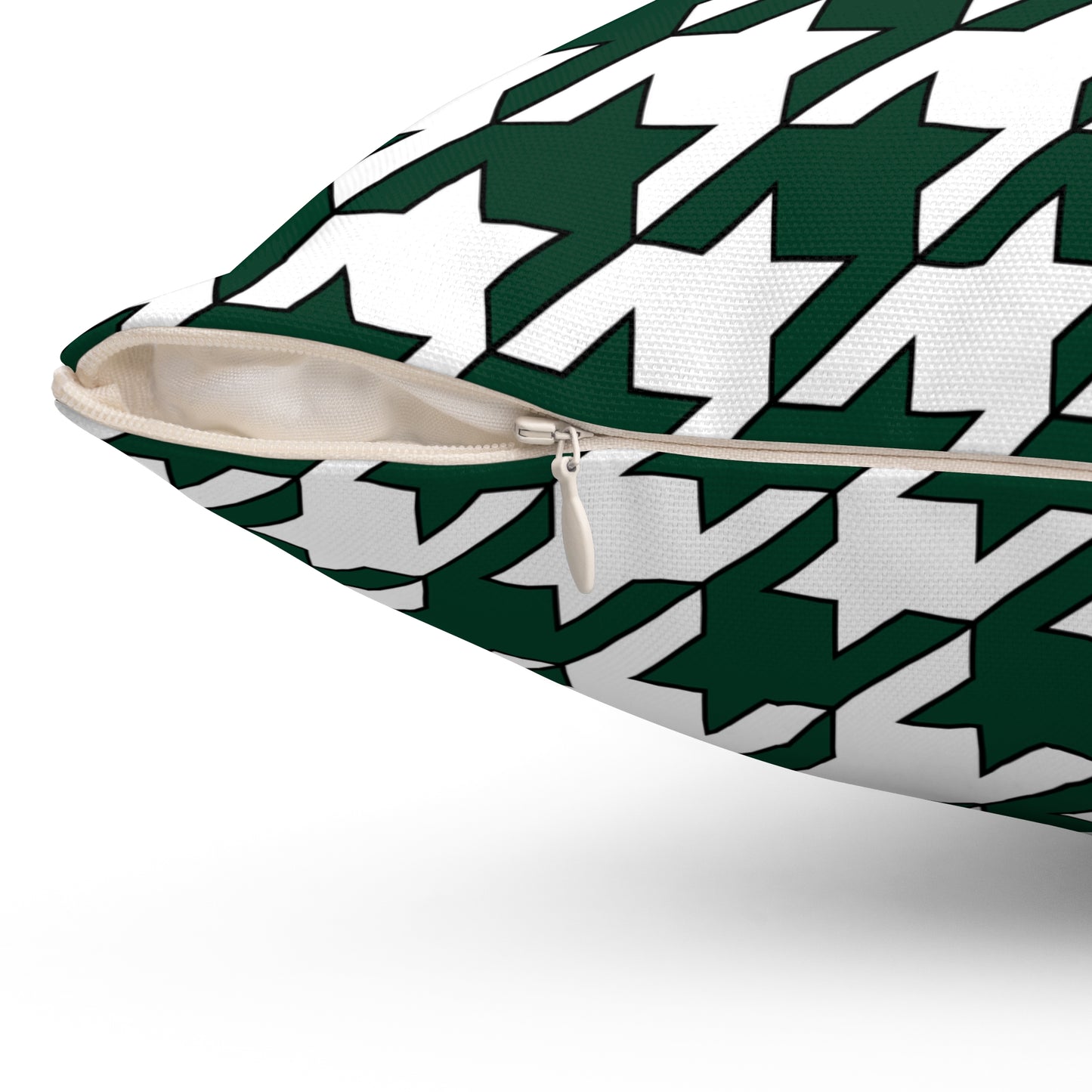 Dark Green, White Retro Houndstooth Cushion Pillow
