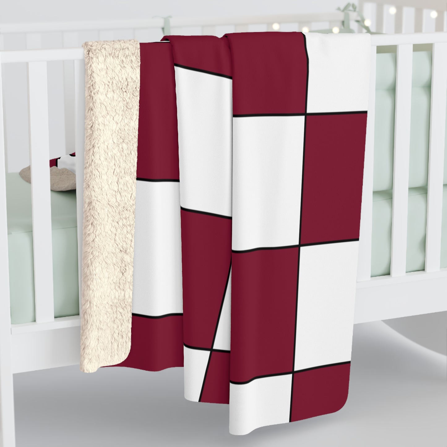 Claret, White Retro Check Blanket Throw