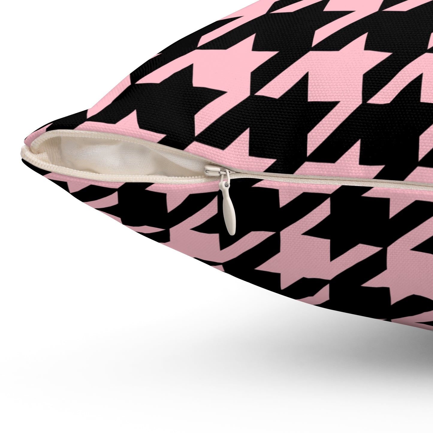 Pink, Black Retro Houndstooth Cushion Pillow
