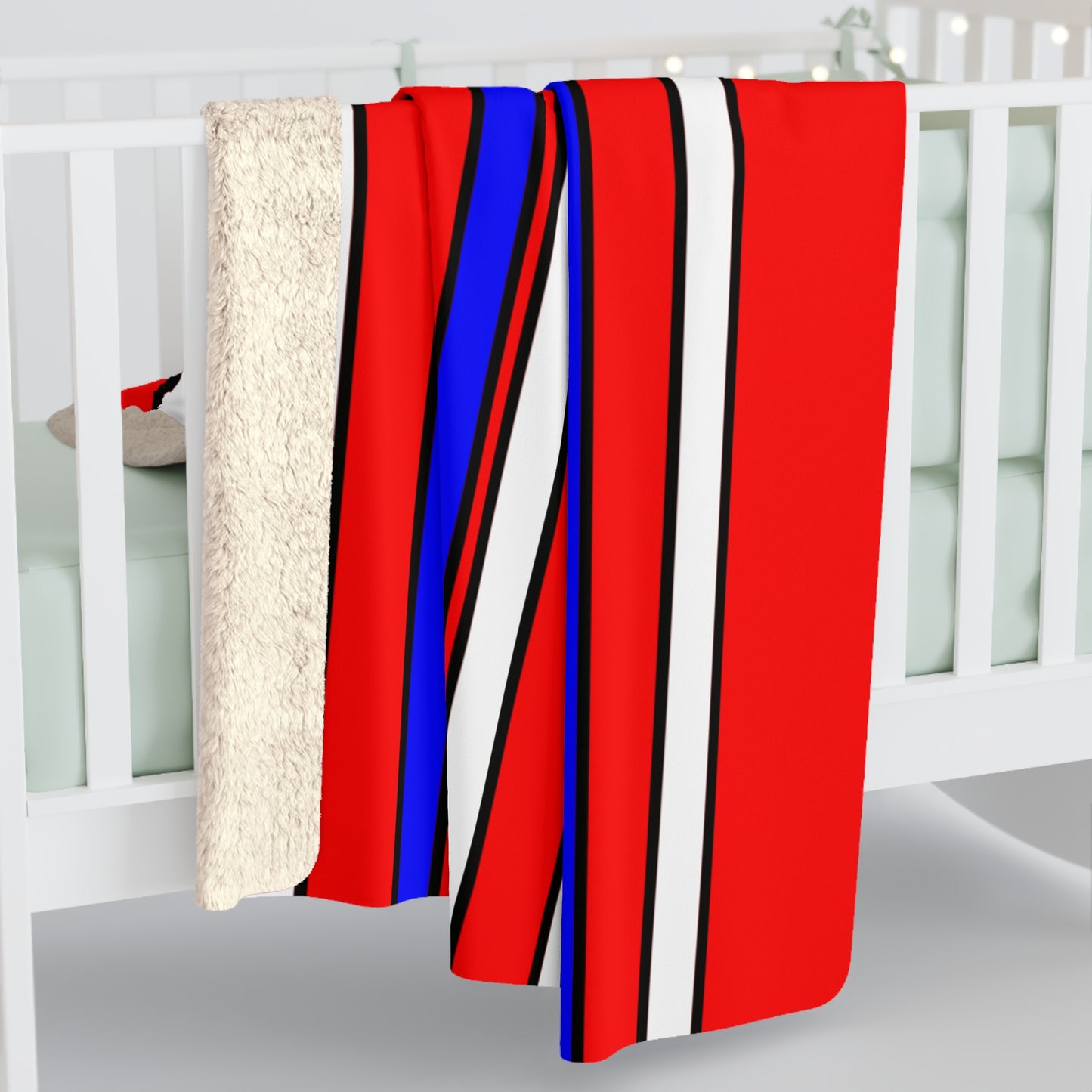 Red, White, Blue Retro Stripes Blanket Throw