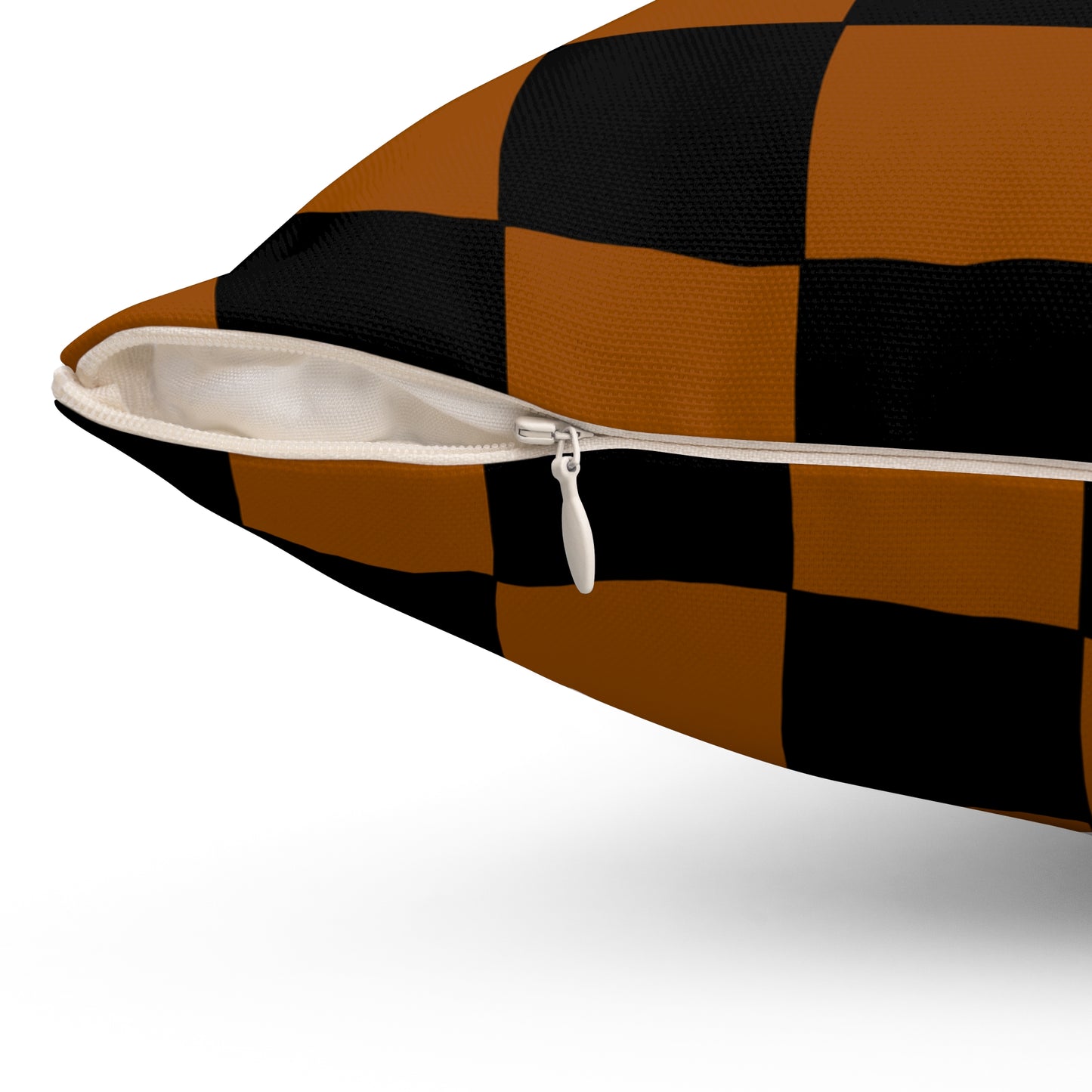Brown, Black Retro Check Cushion Pillow