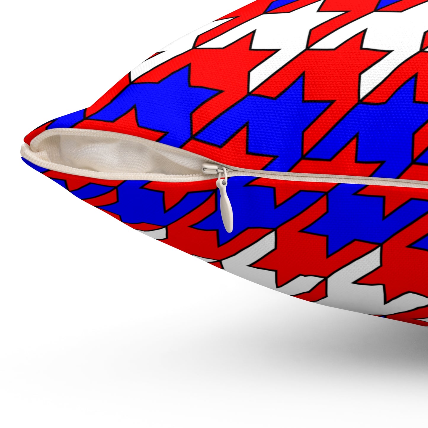 Red, White, Blue Retro Houndstooth Cushion Pillow