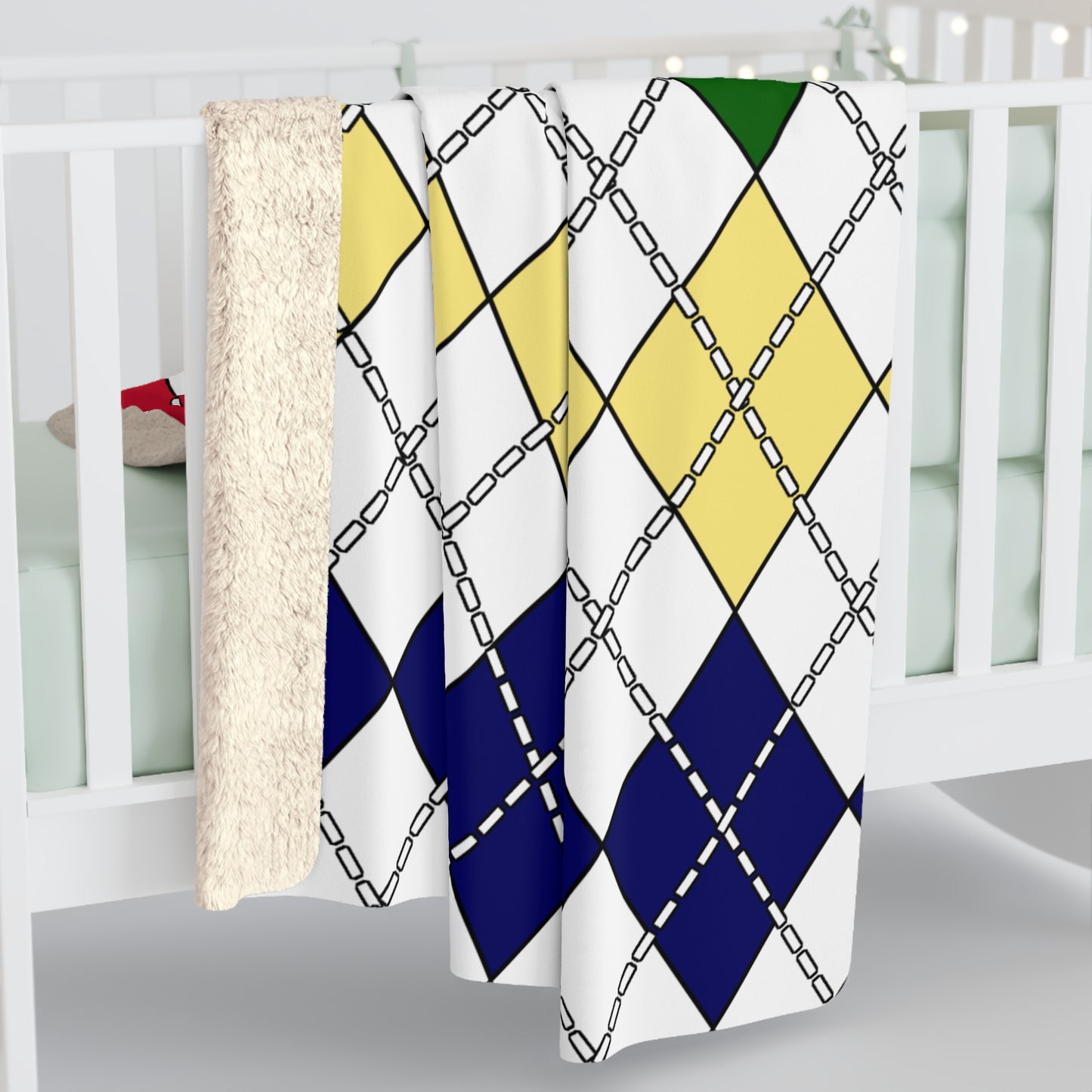 British Indian Ocean Territory Retro Argyle Blanket Throw