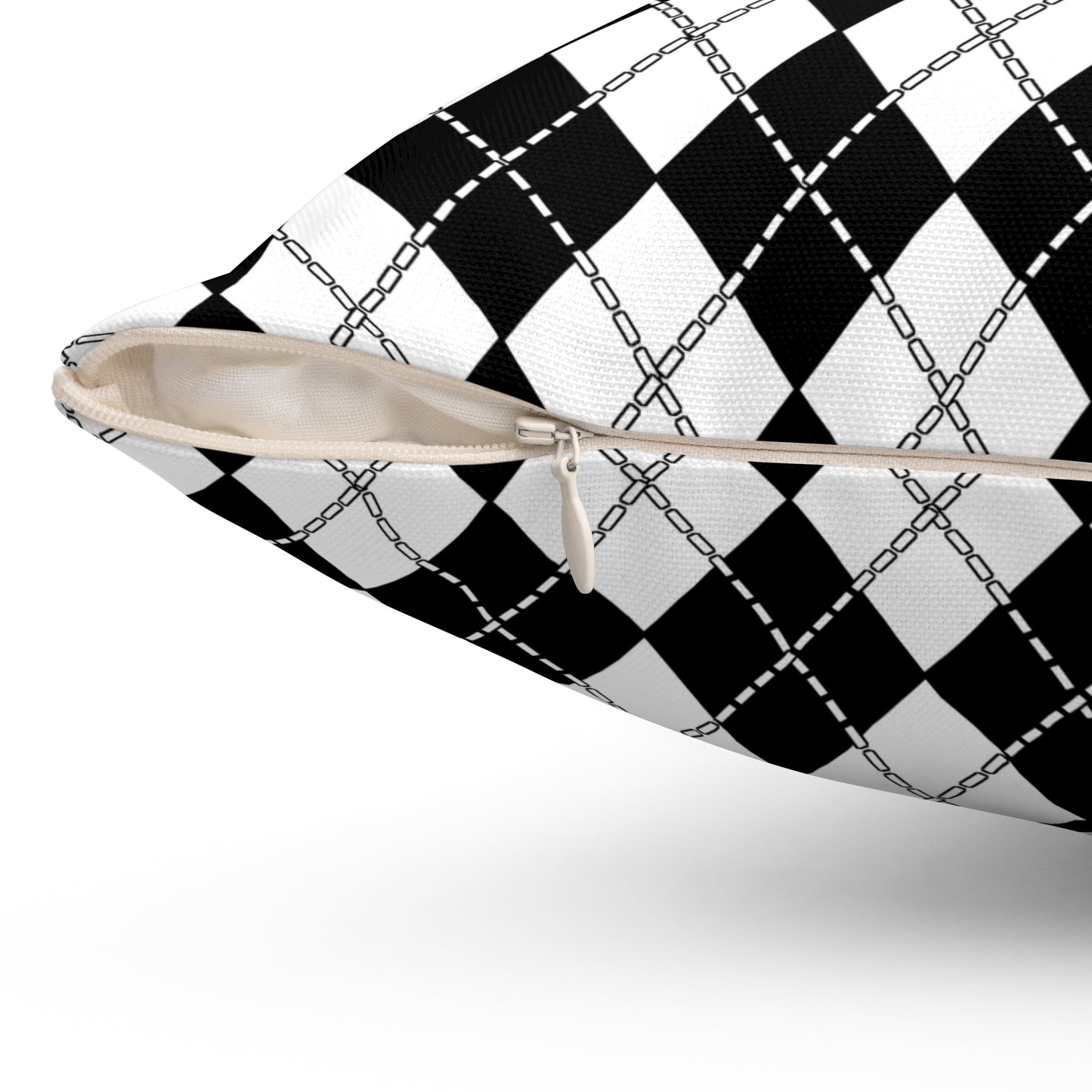 White, Black Retro Argyle Cushion Pillow