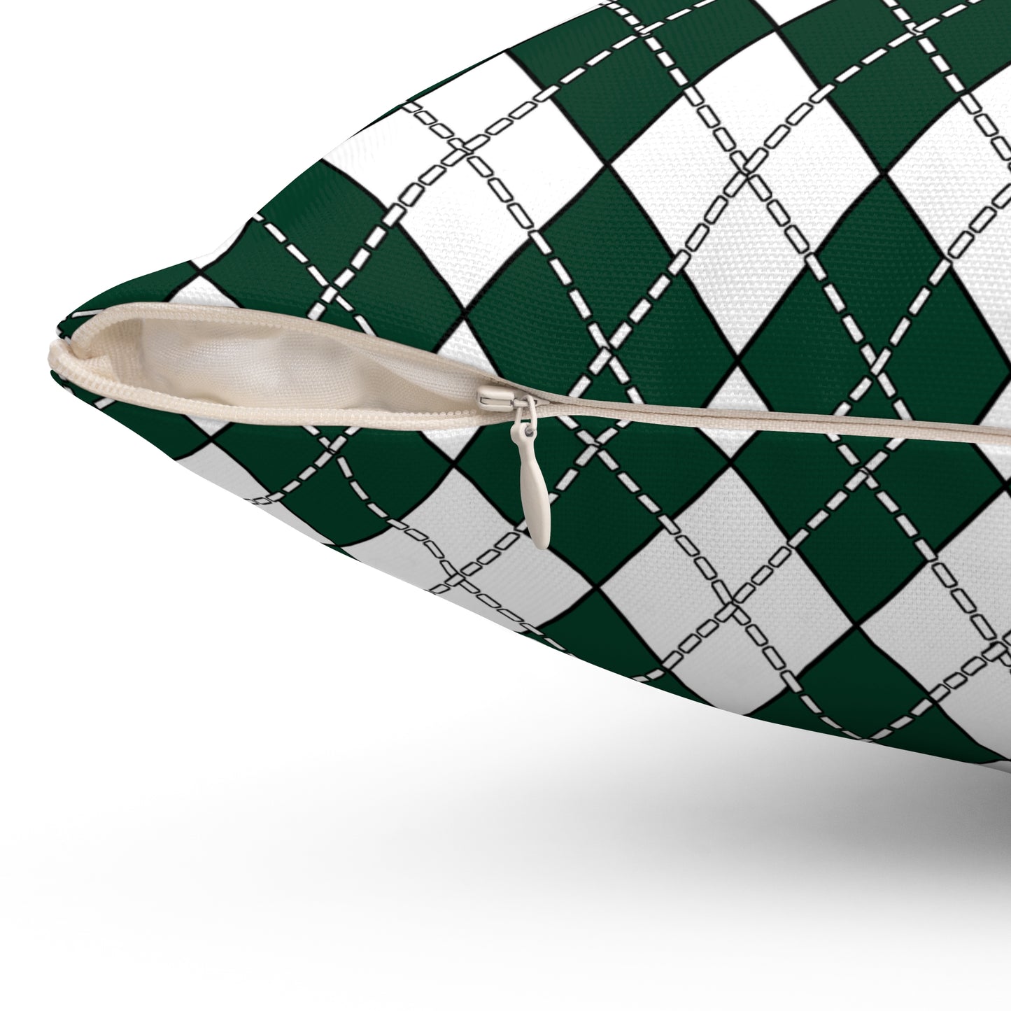 Dark Green, White Retro Argyle Cushion Pillow