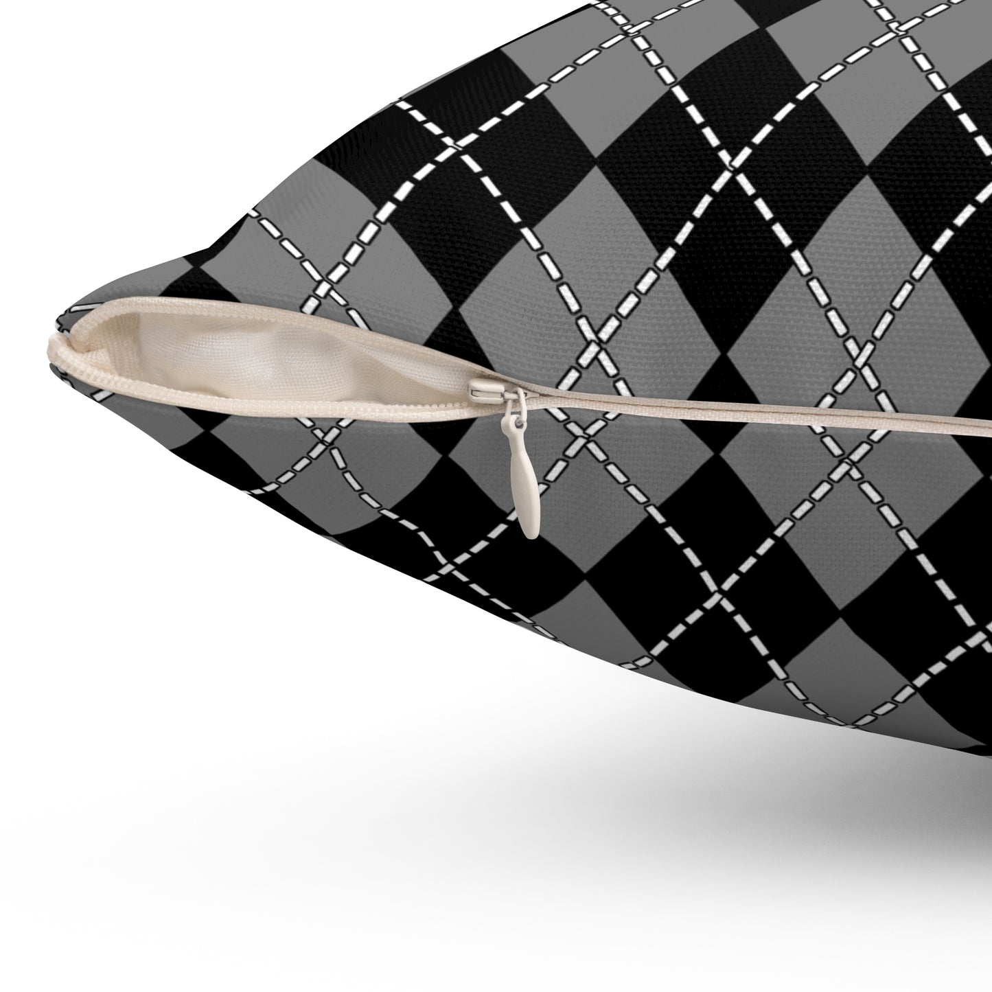 Grey, Black Retro Argyle Cushion Pillow
