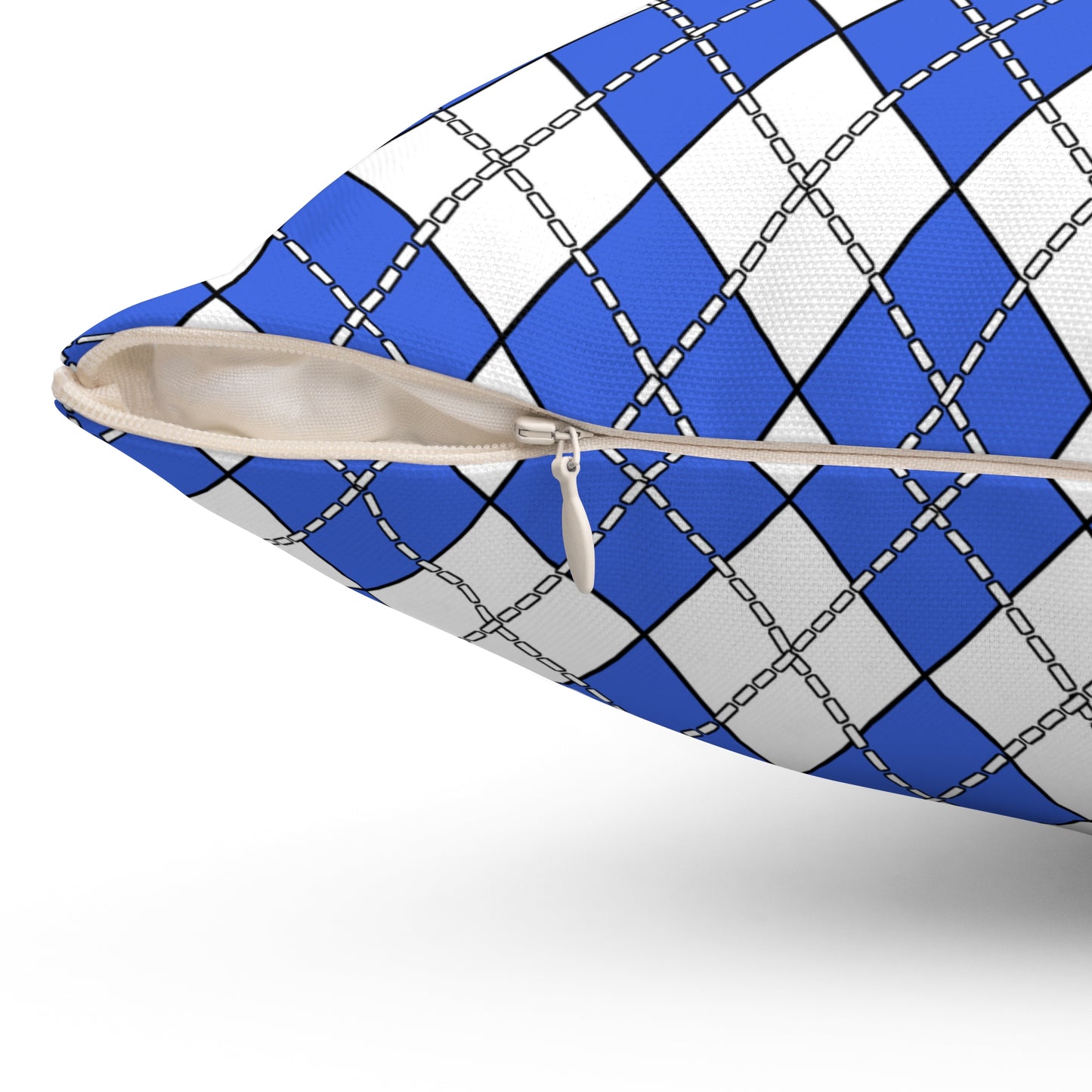Royal Blue, White Retro Argyle Cushion Pillow