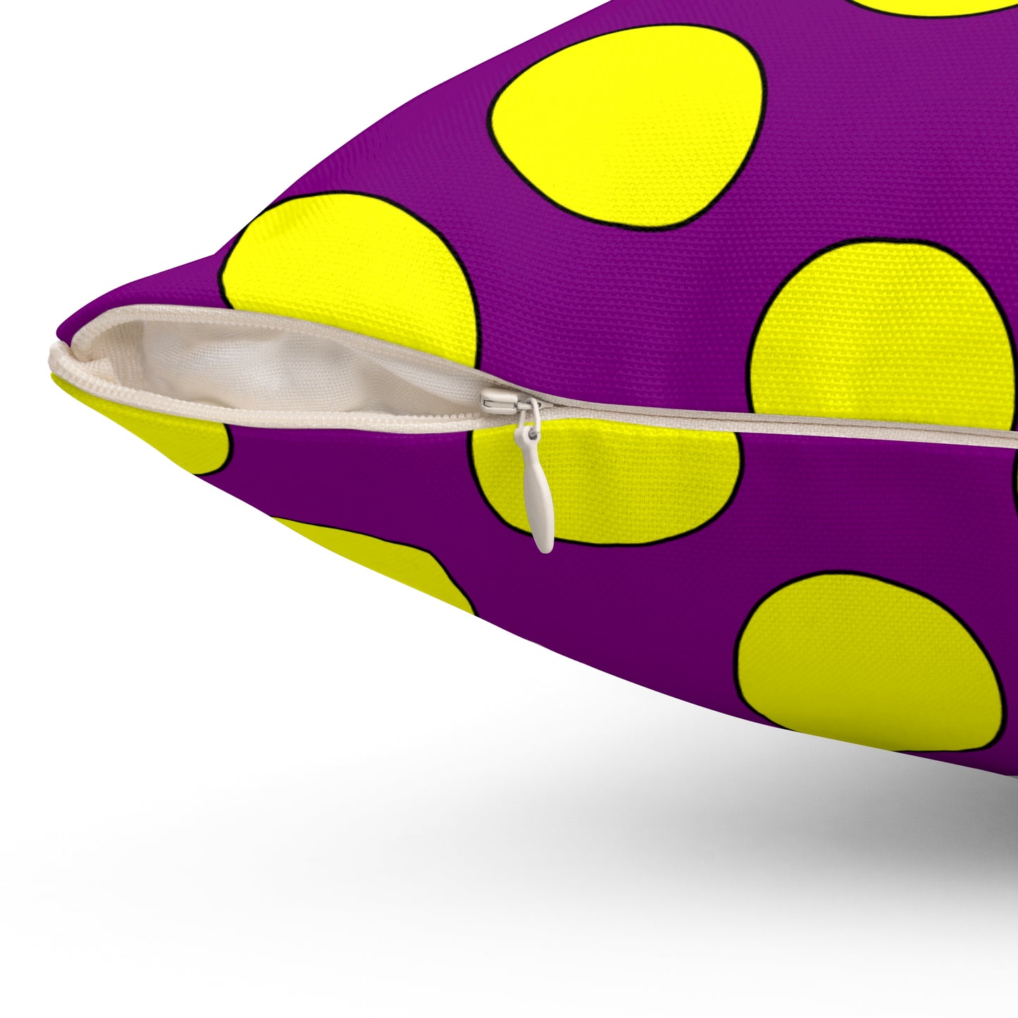 Purple, Yellow Retro Polka Dots Cushion Pillow
